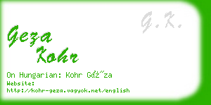 geza kohr business card